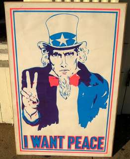 Psychedelic 60s headshop poster Uncle Sam I want peace  