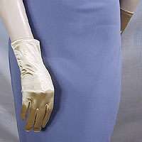 Wrist Length Satin Stretch Gloves, Cool Colors  