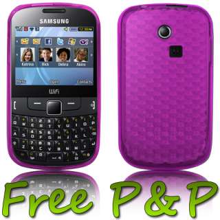 PURPLE DIAMOND HEX RUBBER GEL CASE COVER FOR SAMSUNG S3350 CHAT 335 