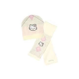   Hello Kitty   Parure Echarpe & Bonnet   Blanc & Rose