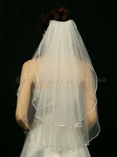 2T Ivory Wedding Bridal Elbow 1/8 Ribbon Edge Veil  