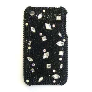 Swarovski Crystal Black & Diamond Shape Bling Apple IPhone 3G & S Case 