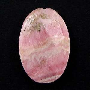  30mm faceted pink rhodochrosite flat oval pendant