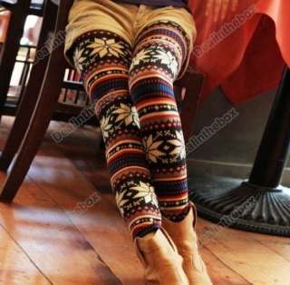 Knitted Colorful Crystal Pattern Leggings Tights Pants New Casual 