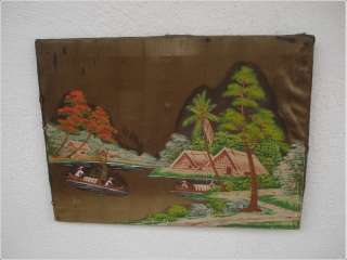   tableau peinture soie colonies vietnam
