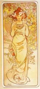 Mucha Art Nouveau Deco Flowers Rose Lily Iris 4 Prints  