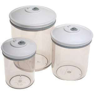  NEW FOODSAVER T02 0052 01 3 PIECE ROUND CANISTER SET (T02 