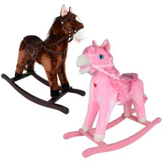 Childrens Jolly Ride Traditional Plush Rocking Horse Pony Toy With 