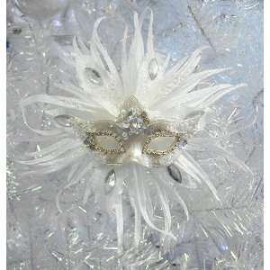  Pack Of 2 White Glitter & Jewel Masquerade Mask Christmas 