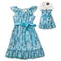 Dollie & Me Little Girl and Doll Blue Floral Chiffon Dress Set