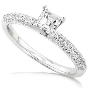  3/4 Carat Asscher & Round Diamond Engagement Ring in 14kt 