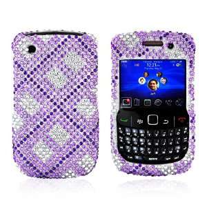    for Blackberry Curve 8530 Bling Case PLAID PURPLE GEMS Electronics