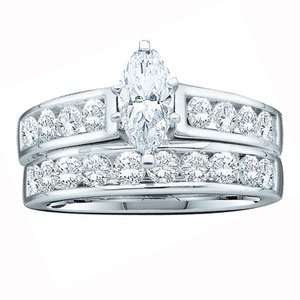   Carat Marquise Diamond 14k White Gold Channel Bridal Set Ring Jewelry