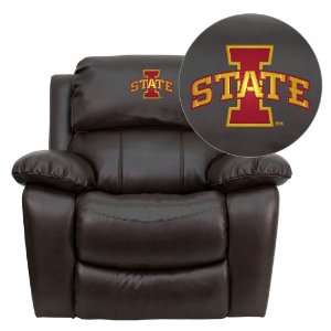 Iowa State Cyclones NCAA Embroidered Brown Leather Rocker Recliner 