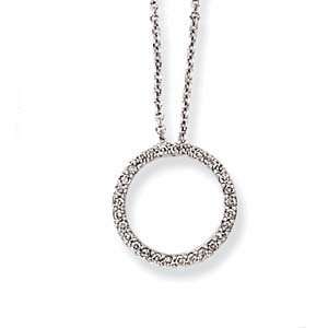   Gold Link Chain with Diamond Circle Pendant Necklace  18 IN (0.25ctw