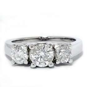 40CT Three Stone Diamond Ring 14K White Gold Jewelry 