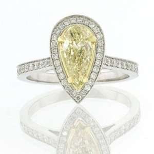   61ct Fancy Light Yellow Pear Shape Diamond Engagement Anniversary Ring