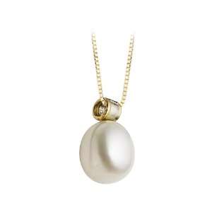 18K Two Tone Gold 15 MM Paspaley South Sea Cultured Pearl Pendant with 