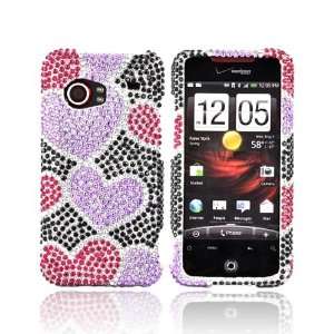  For HTC Droid Incredible Hard Case PURPLE PINK Hearts 