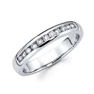 Size  12   14k White Gold Mens Round Diamond Wedding Ring Band .40 ct 
