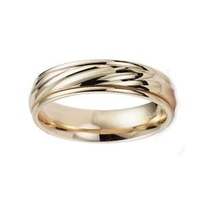  BENCHMARK Mens 14k Yellow Gold Carved Comfort fit Wedding 