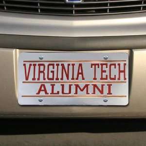   Virginia Tech Hokies Silver Mirrored Alumni License Plate Automotive