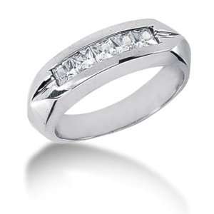  Princess Cut Diamond Mens Ring in 14k white gold (0.85cttw 