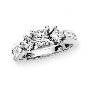  3 Diamond Princess Cut Anniversary Ring 1 ct. in 14K White 