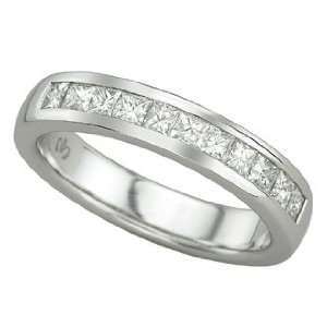   14K White Gold 0.99cttw Channel Set Princess Cut Diamond Ring Jewelry