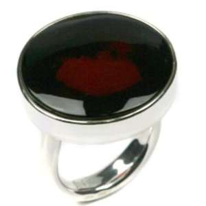  Cherry Amber and Sterling Silver Large Round Ring Ian and 