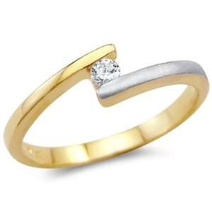   Solitaire Engagement Wedding CZ Cubic Zirconia Ring Round Cut 0.15 ct
