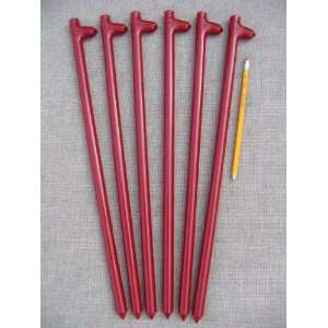  A six pack of Heavy Duty Steel Tent Anchors 18 Long Red 