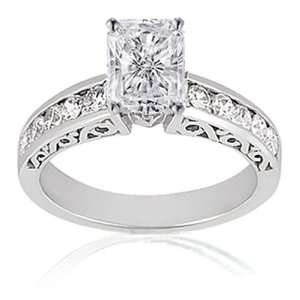  1.65 Ct Radiant Cut Diamond Vintage Engagement Ring 14K GOLD 