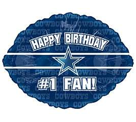 HAPPY BIRTHDAY #1 FAN DALLAS COWBOYS NFL FOOTBALL LOGO 18 BALLOON 