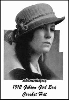 1912 Gibson Girl Brimmed Hat Crochet Pattern Titanic Era Fashion 