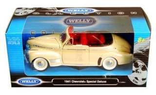 1941 Chevrolet Special Deluxe Convertible 124 Cream Diecast model car 