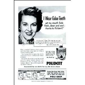 1951 Vintage Ad GlaxoSmithKline Consumer HC Polident   My mouth feels 