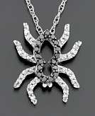    14k White Gold Black & White Diamond Spider Pendant (1/6 ct 