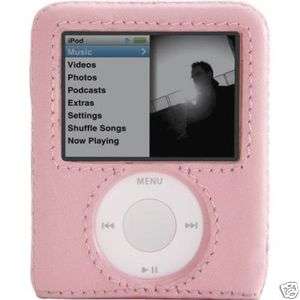 APPLE IPOD NANO 3RD GENERATION PINK LEATHER HARD CASE  