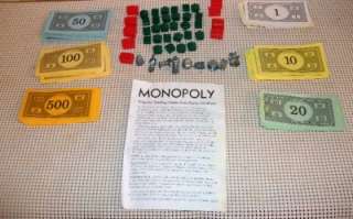 MONOPOLY Game Pieces Parts Houses Hotels Money  