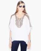    Bar III Top, Sheer Embroidered Poncho Blouse  