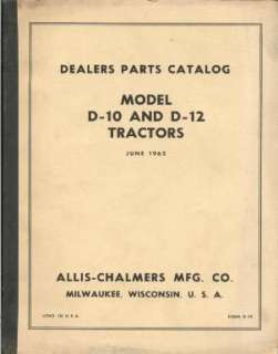 AC ALLIS CHALMERS D10 D12 TRACTOR DEALER PARTS MANUAL  