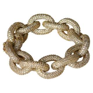 Cubic Zirconia Pavé Link Bracelet   Gold