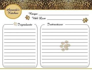 ANIMAL PRINT Recipe Cards ~PERSONAL COLLECTION / WEDDING, BRIDAL 
