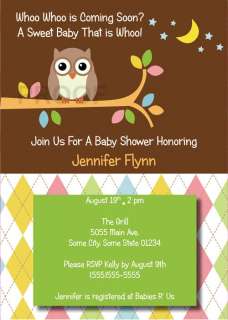   OWL printed BABY SHOWER INVITATION BIRTHDAY ANNIVERSARY INVITES  