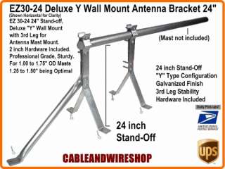 TV Antenna Mast Wall Mount Bracket 24 inch Deluxe Y 609788492474 