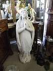 ANTIQUE GLASS EYES MOTHER OF MARY PLASTER STATUE