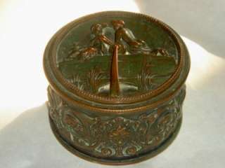 Antique Brass / Bronze Jewelry Casket Trinket Box  