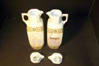 Antique German Luster Lrg Oil Vinegar Porcelain Cruets  