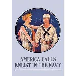  Vintage Art America Calls   Enlist in the Navy   02163 2 